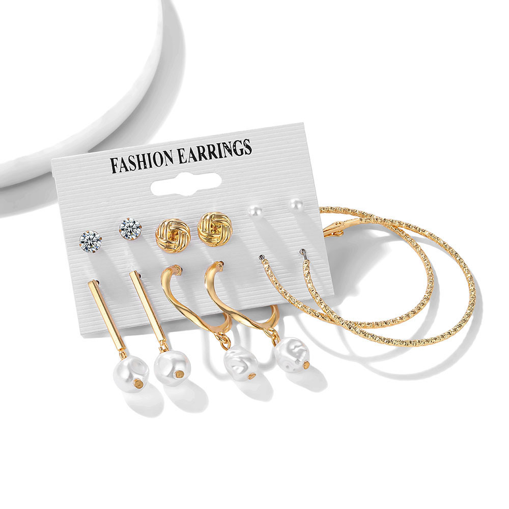 Set 6Piece Set Korean Jewelry Acrylic Artificial Pearl and Circle Tassel Earrings CrossBorder Hot Selling Earrings Set 6Piece Set Korean Jewelry Acrylic Artificial Pearl and Circle Tassel Earrings CrossBorder Hot Selling Earrings
