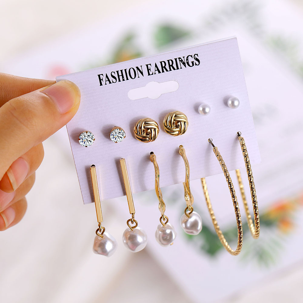 Set 6Piece Set Korean Jewelry Acrylic Artificial Pearl and Circle Tassel Earrings CrossBorder Hot Selling Earrings Set 6Piece Set Korean Jewelry Acrylic Artificial Pearl and Circle Tassel Earrings CrossBorder Hot Selling Earrings