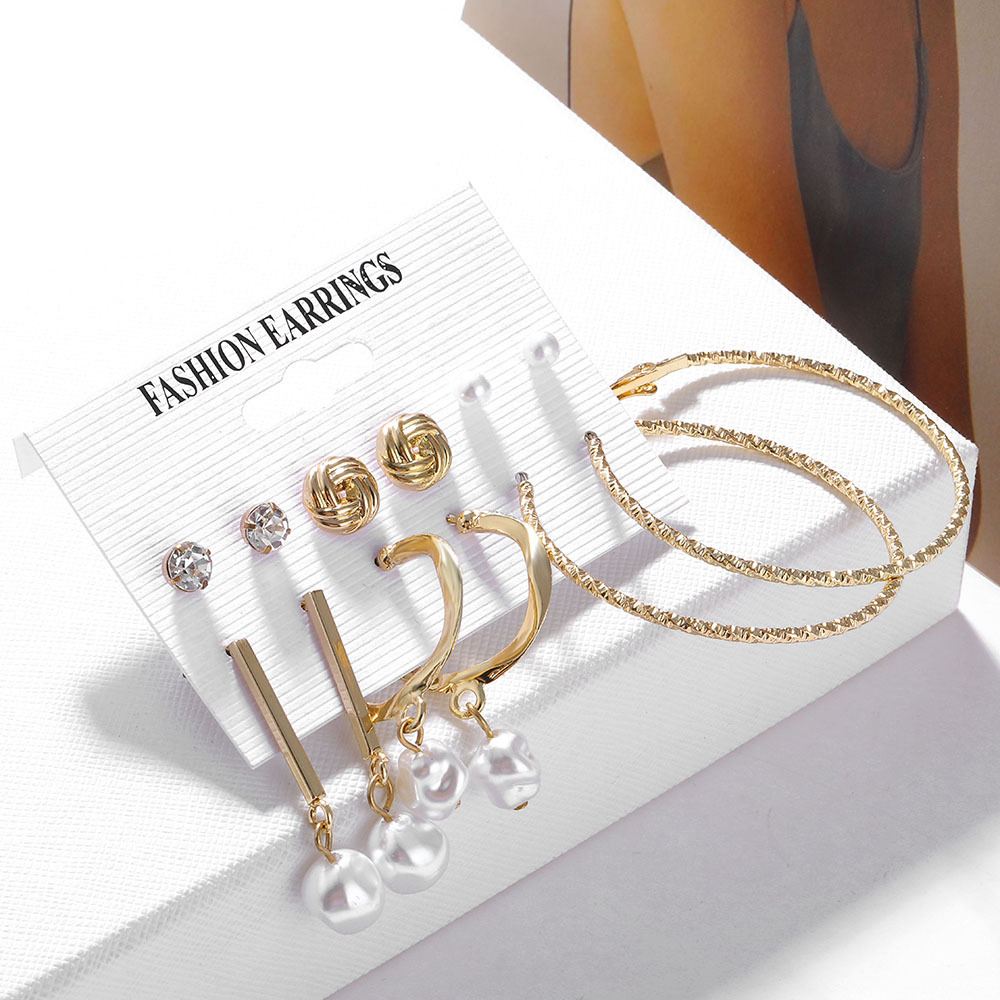 Set 6Piece Set Korean Jewelry Acrylic Artificial Pearl and Circle Tassel Earrings CrossBorder Hot Selling Earrings Set 6Piece Set Korean Jewelry Acrylic Artificial Pearl and Circle Tassel Earrings CrossBorder Hot Selling Earrings