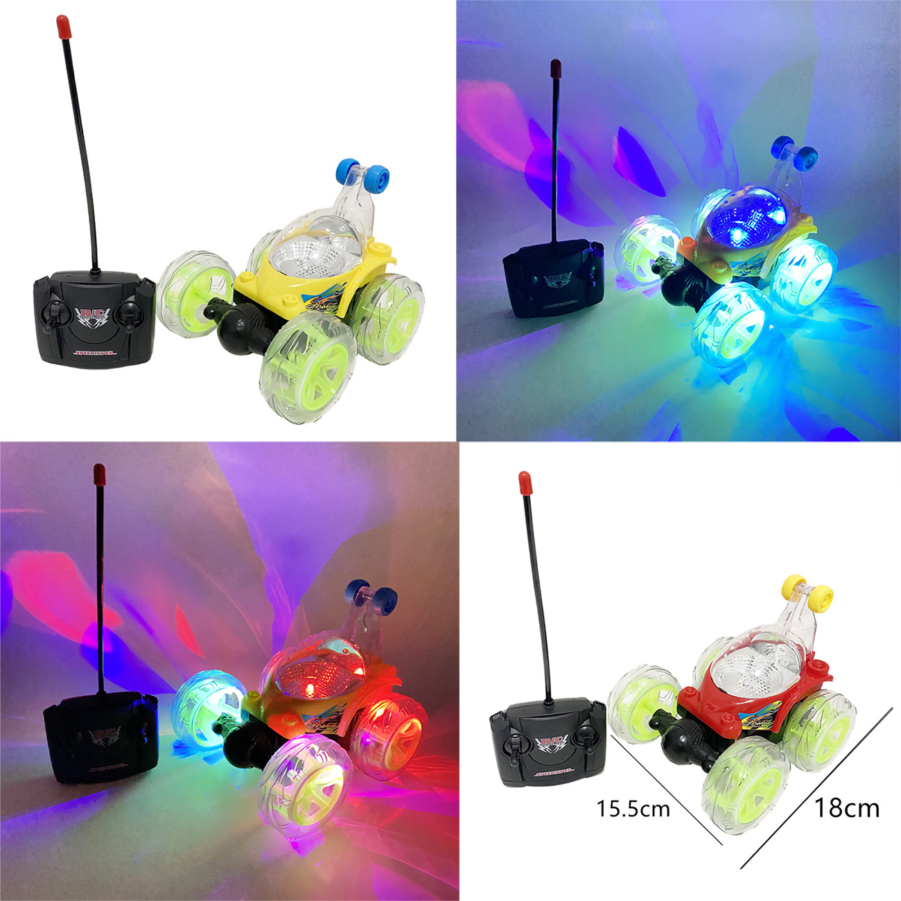 Cross-Border Hot Selling Rolling Stunt Car Electric Toy Cool Music Remote Control Car Charging Dumptruck off-Road Gift