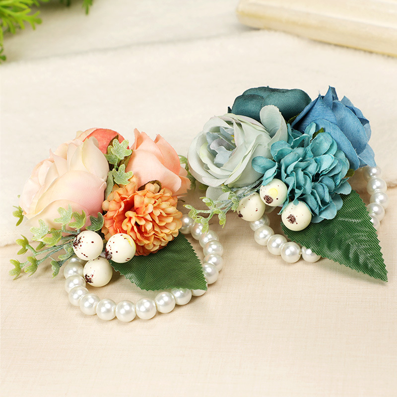 Wrist Flower Bridesmaid Sisters Group Artificial Flower Bracelet Wedding Ceremony and Wedding Celebration Supplies Whole