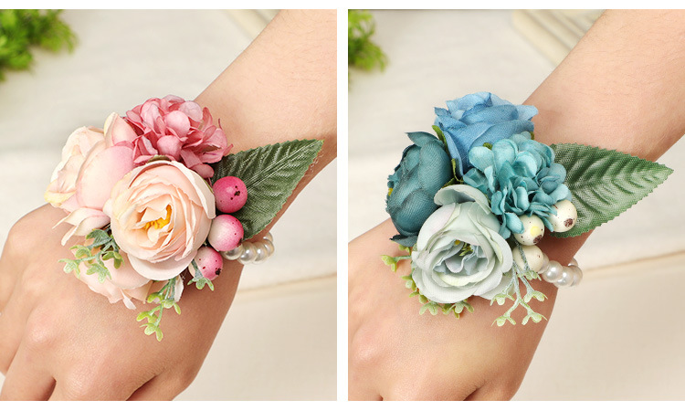 Wrist Flower Bridesmaid Sisters Group Artificial Flower Bracelet Wedding Ceremony and Wedding Celebration Supplies Whole
