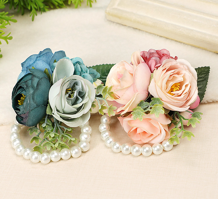 Wrist Flower Bridesmaid Sisters Group Artificial Flower Bracelet Wedding Ceremony and Wedding Celebration Supplies Whole