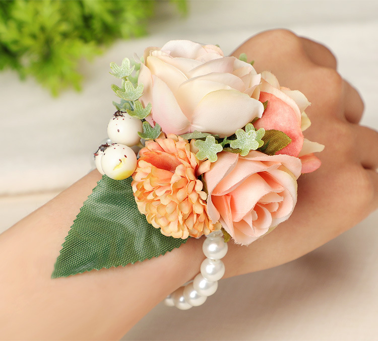 Wrist Flower Bridesmaid Sisters Group Artificial Flower Bracelet Wedding Ceremony and Wedding Celebration Supplies Whole