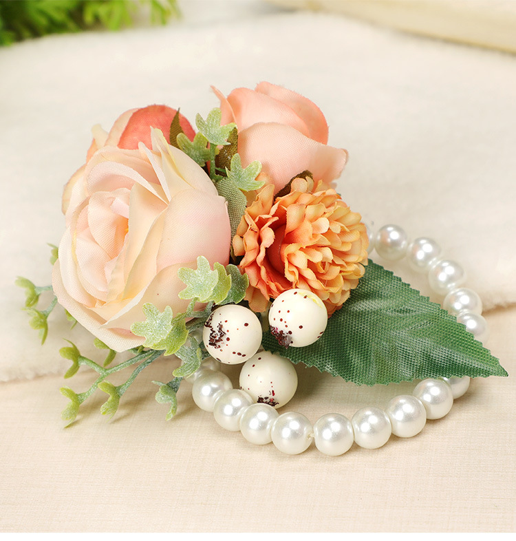 Wrist Flower Bridesmaid Sisters Group Artificial Flower Bracelet Wedding Ceremony and Wedding Celebration Supplies Whole