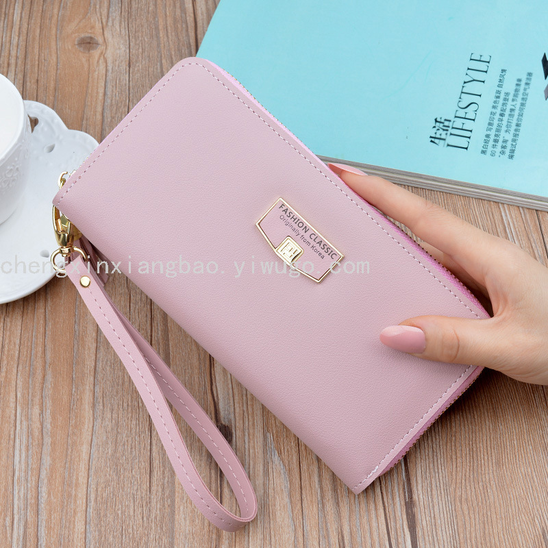 Women&#039;s Wallet Single-Pull Bag Fashion Women&#039;s Bag Pu Large Clutch Simple Zipper Wallet Wrist Strap Mobile Phone Bag
