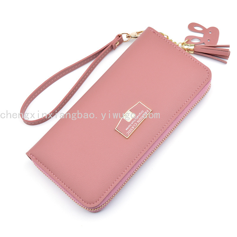 Women&#039;s Wallet Single-Pull Bag Fashion Women&#039;s Bag Pu Large Clutch Simple Zipper Wallet Wrist Strap Mobile Phone Bag