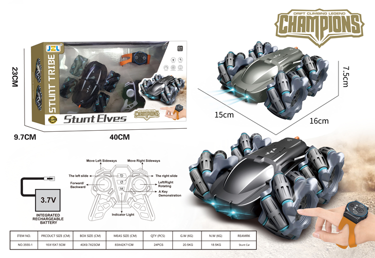 RC Hobby Car Toys Cool Double Remote Control Hand Control Drift RC Stunt Car with Light