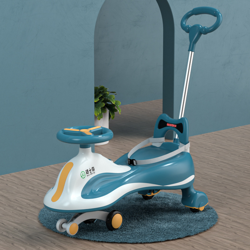 Baby Swing Car Universal Silent Wheel Cyan Cool Music Bobby Car Adults Can Do Anti-Flip Luge