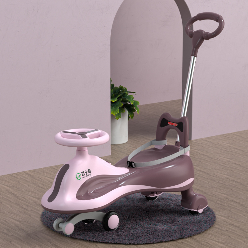 Baby Swing Car Universal Silent Wheel Cyan Cool Music Bobby Car Adults Can Do Anti-Flip Luge