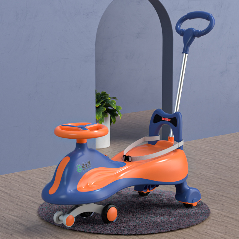 Baby Swing Car Universal Silent Wheel Cyan Cool Music Bobby Car Adults Can Do Anti-Flip Luge