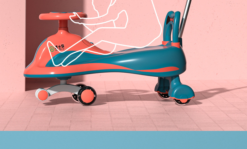 Baby Swing Car Universal Silent Wheel Cyan Cool Music Bobby Car Adults Can Do Anti-Flip Luge