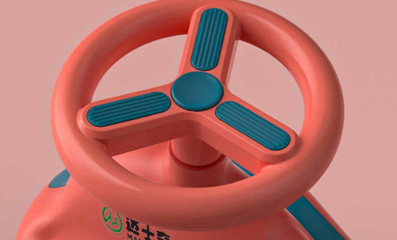 Baby Swing Car Universal Silent Wheel Cyan Cool Music Bobby Car Adults Can Do Anti-Flip Luge