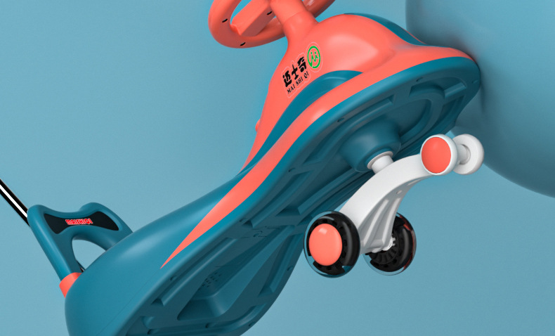 Baby Swing Car Universal Silent Wheel Cyan Cool Music Bobby Car Adults Can Do Anti-Flip Luge