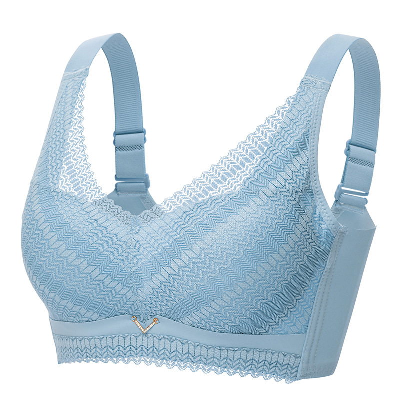 Women&#039;s Underwear Non-Magnetic Wireless Comfortable Breathable Bra Gathered Chest Lace Sexy Accessory Breast Push up Adjustable
