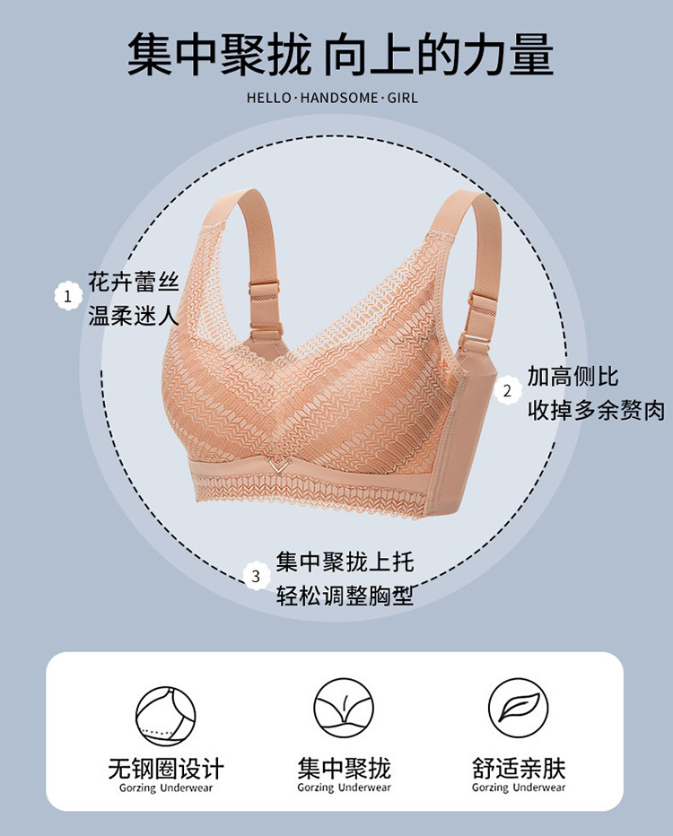Women's Underwear Non-Magnetic Wireless Comfortable Breathable Bra Gathered Chest Lace Sexy Accessory Breast Push up Adjustable Women's Underwear Non-Magnetic Wireless Comfortable Breathable Bra Gathered Chest Lace Sexy Accessory Breast Push up Adjustable