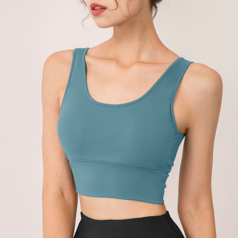 New Double-Sided Brocade Nude Feel Yoga Bra Shockproof Push up Sports Bra Running Fitness Sports Vest 02721