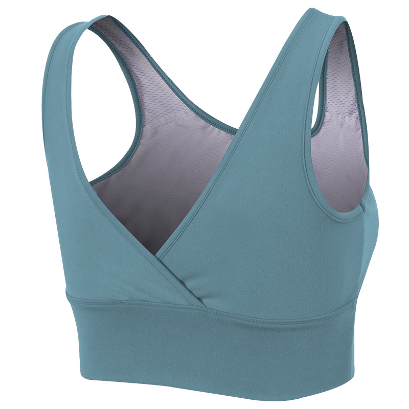 New Double-Sided Brocade Nude Feel Yoga Bra Shockproof Push up Sports Bra Running Fitness Sports Vest 02721