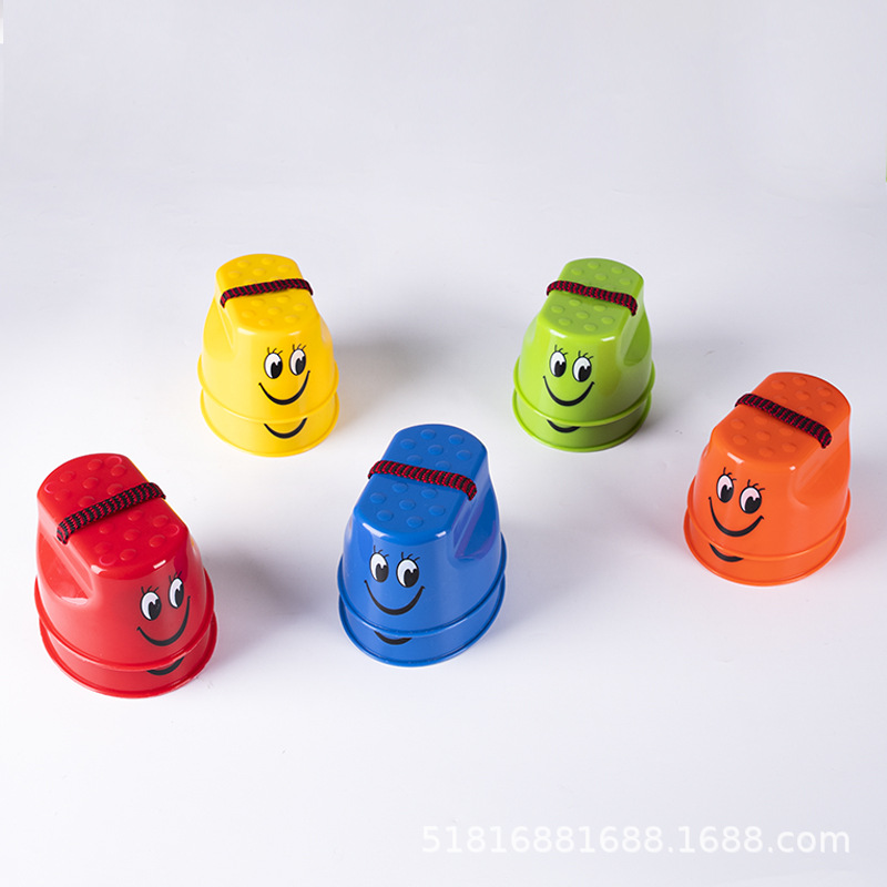 Children &#039;S Early Education Plastic Smiley Face Kindergarten Walking On Stilts Outdoor Sports Balance Sensory Training Equipment Toys