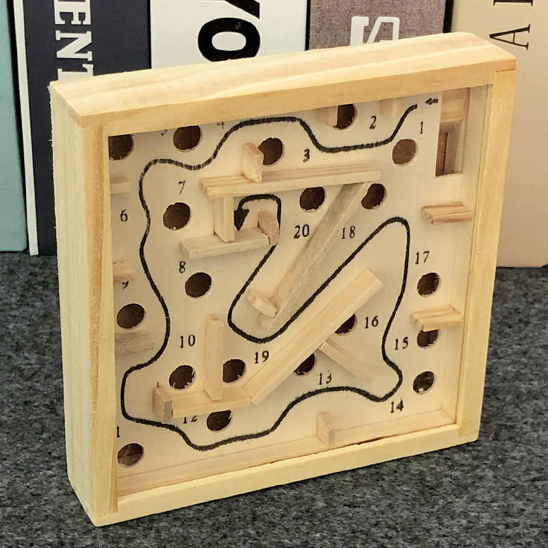 Wooden Handheld Small Game Maze Game Perplexus Adult Puzzle Toy Steel Ball Maze Balance Ball 20 Levels