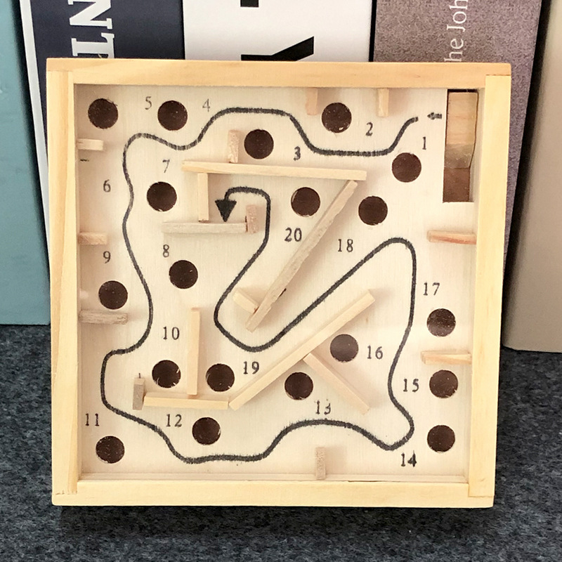 Wooden Handheld Small Game Maze Game Perplexus Adult Puzzle Toy Steel Ball Maze Balance Ball 20 Levels