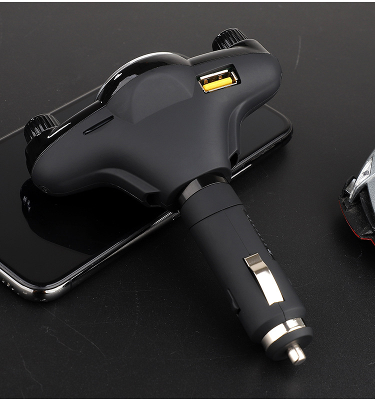 Bt08 New Big Eyes Double Head FM Car Bluetooth MP3 Double Knob Cool Light Large Screen Display Voltage
