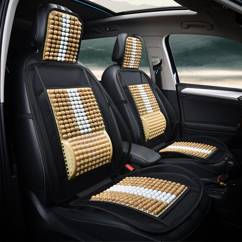 Wooden Bead Car Seat Cushion Summer Breathable Cool Pad Single Seat with Backrest and Cushion Seat Truck Wooden Bead Cool Pad