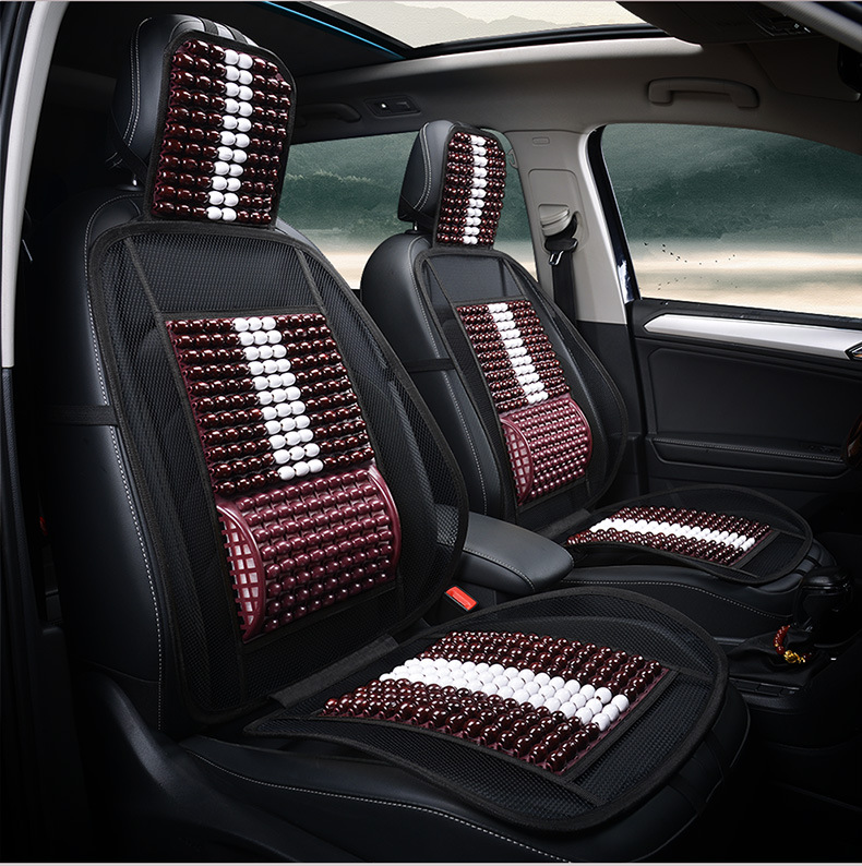 Wooden Bead Car Seat Cushion Summer Breathable Cool Pad Single Seat with Backrest and Cushion Seat Truck Wooden Bead Cool Pad