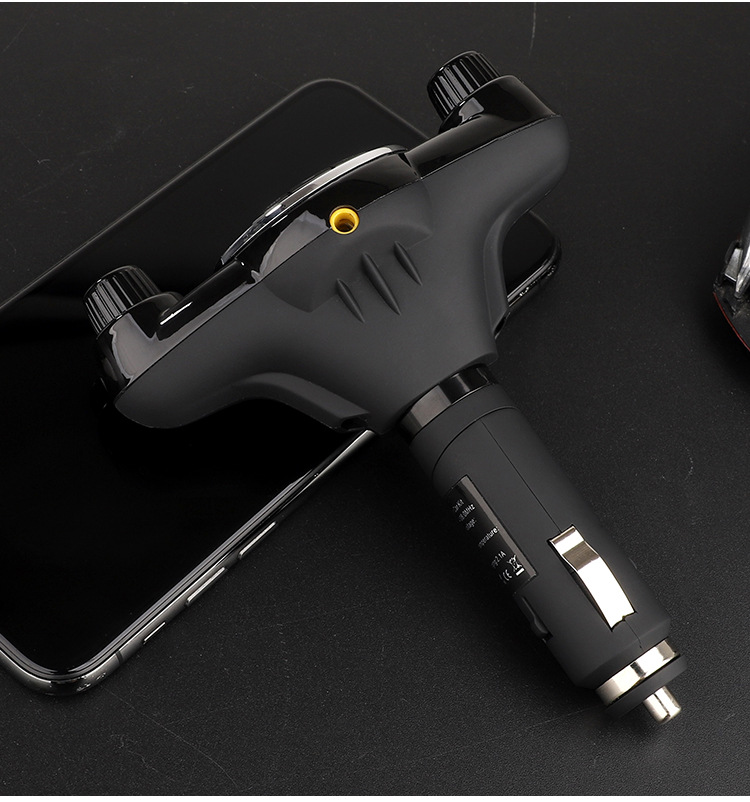 Bt08 New Big Eyes Double Head FM Car Bluetooth MP3 Double Knob Cool Light Large Screen Display Voltage