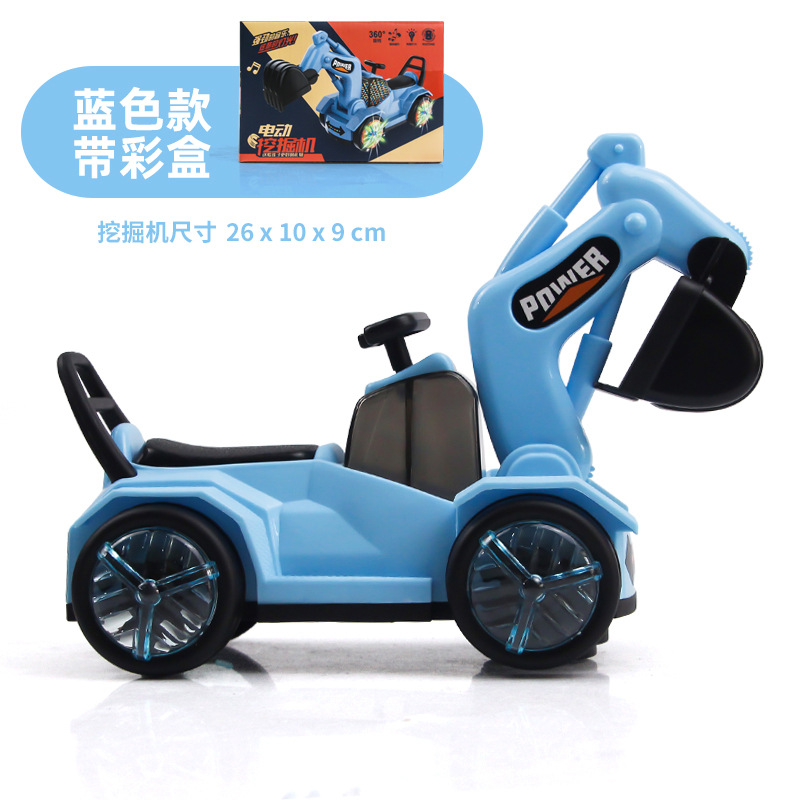 Cross-Border Children&#039;s ElectricUniversalExcavator 4D Colorful Cool Music Engineering Car Boy 3-6 Years Old Toy Car Gift