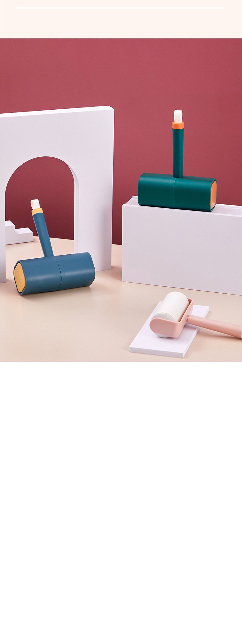 Nordic Contrast Color Lint Roller Tearable Roll Paper Rolling Brush Clothing Hair Removal Lint Replacement Sticky Paper Pet Go Sticky Hair
