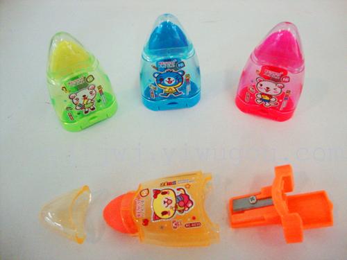 Cartoon creative single hole in pencil sharpener + rubber pencil sharpener 