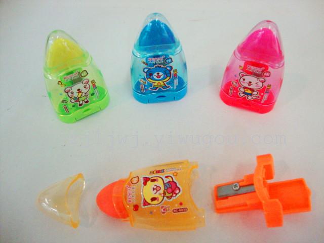 Cartoon creative single hole in pencil sharpener + rubber pencil sharpener 