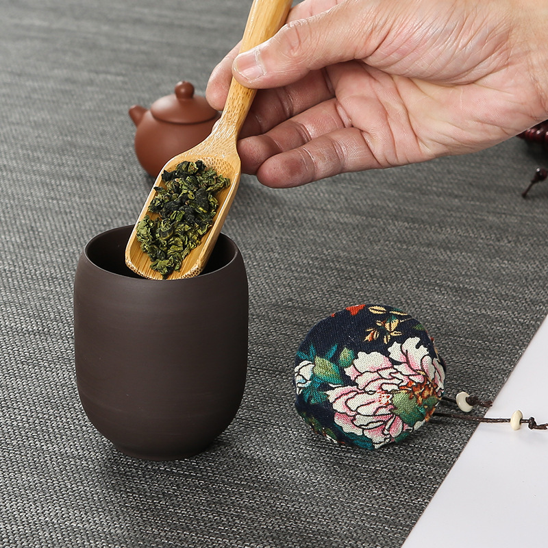 Sand Cool Tea Containers Small Number Wooden Covered Household Storage Tank Car Mounted Ceramic Pot Sealed Pot Tea Pot