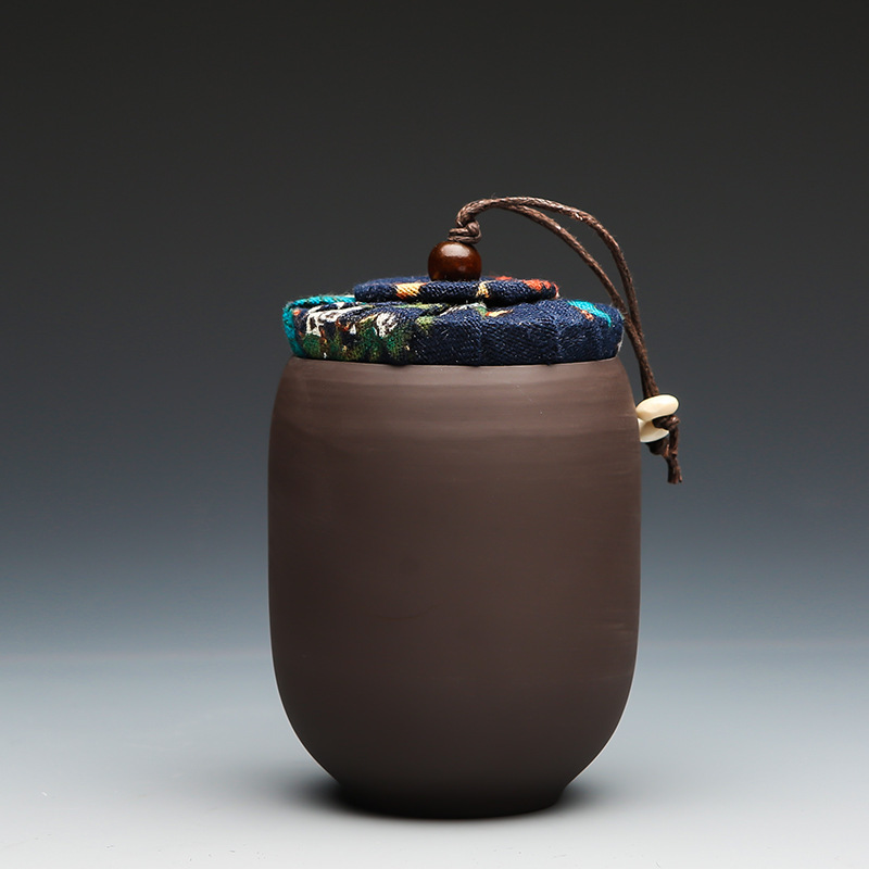 Sand Cool Tea Containers Small Number Wooden Covered Household Storage Tank Car Mounted Ceramic Pot Sealed Pot Tea Pot