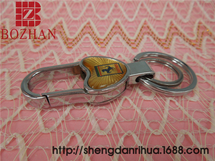 Custom car label double ring alloy hook key chain