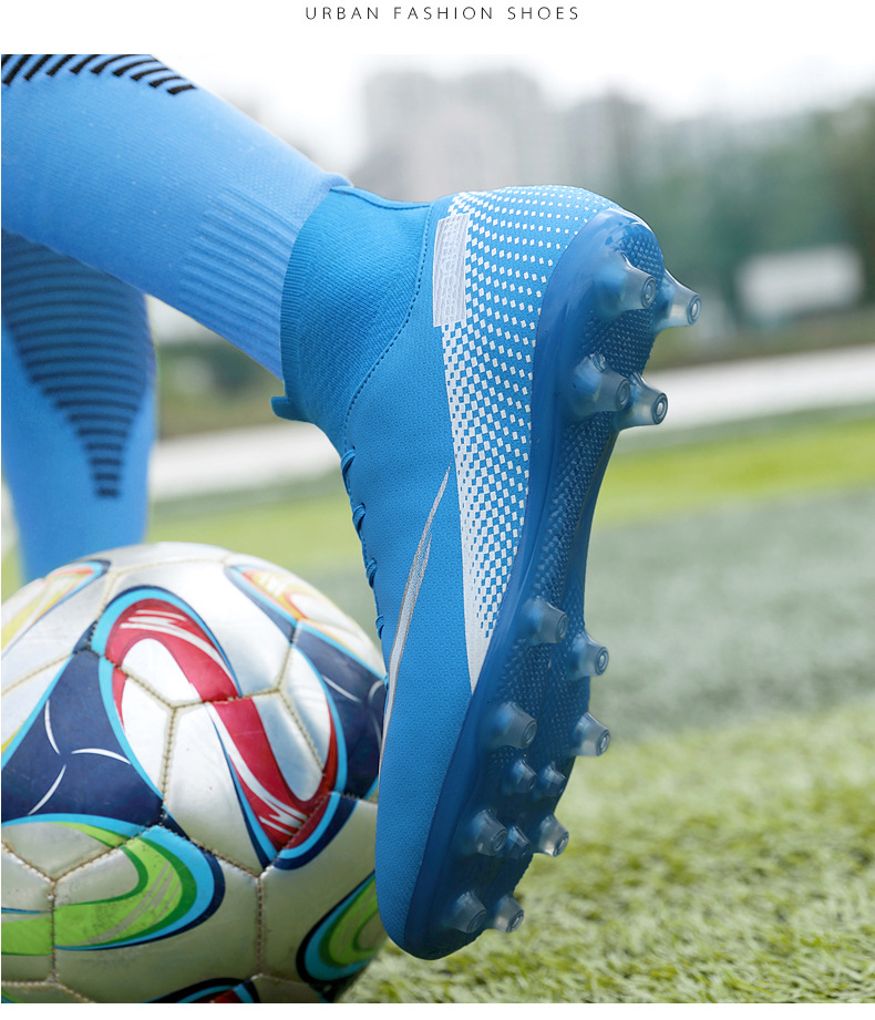 Cross-Border Soccer Shoes High-Top TF Broken Nail Artificial Lawn Skin Foot Boys and Girls AG Spike Competition Student Training Shoes Cross-Border Soccer Shoes High-Top TF Broken Nail Artificial Lawn Skin Foot Boys and Girls AG Spike Competition Student Training Shoes