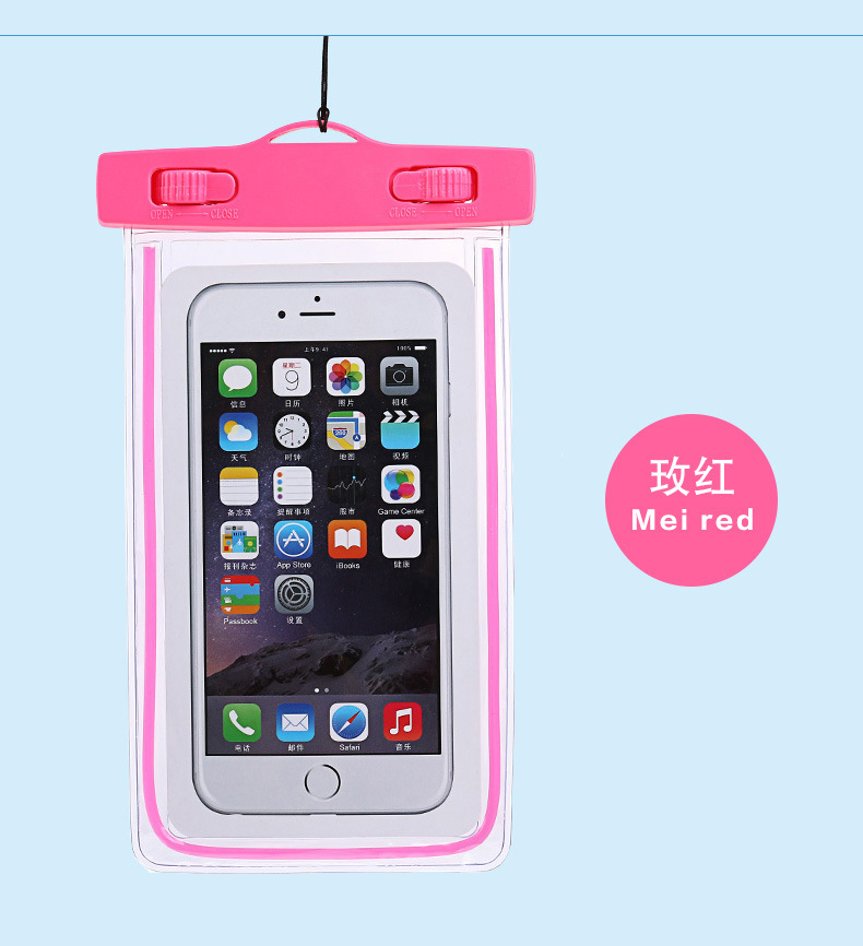 Mobile phone waterproof bag luminous diving photo waterproof cover swimming Mobile phone bag touch screen Mobile phone shell solid color transparent Mobile phone waterproof bag luminous diving photo waterproof cover swimming Mobile phone bag touch screen Mobile phone shell solid color transparent