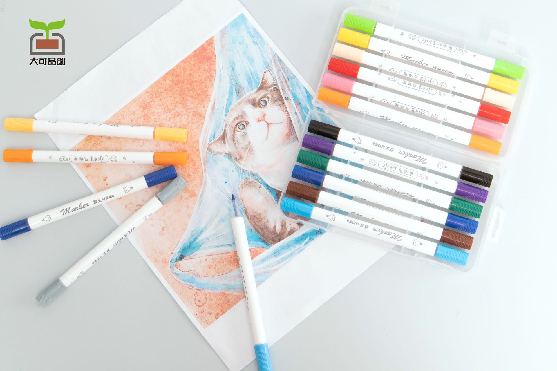 SOURCE Factory 24-Color Water-Based Children's Marker Pen Double-Headed Marking Pen Children's Graffiti Painting Watercolor Pens Set SOURCE Factory 24-Color Water-Based Children's Marker Pen Double-Headed Marking Pen Children's Graffiti Painting Watercolor Pens Set