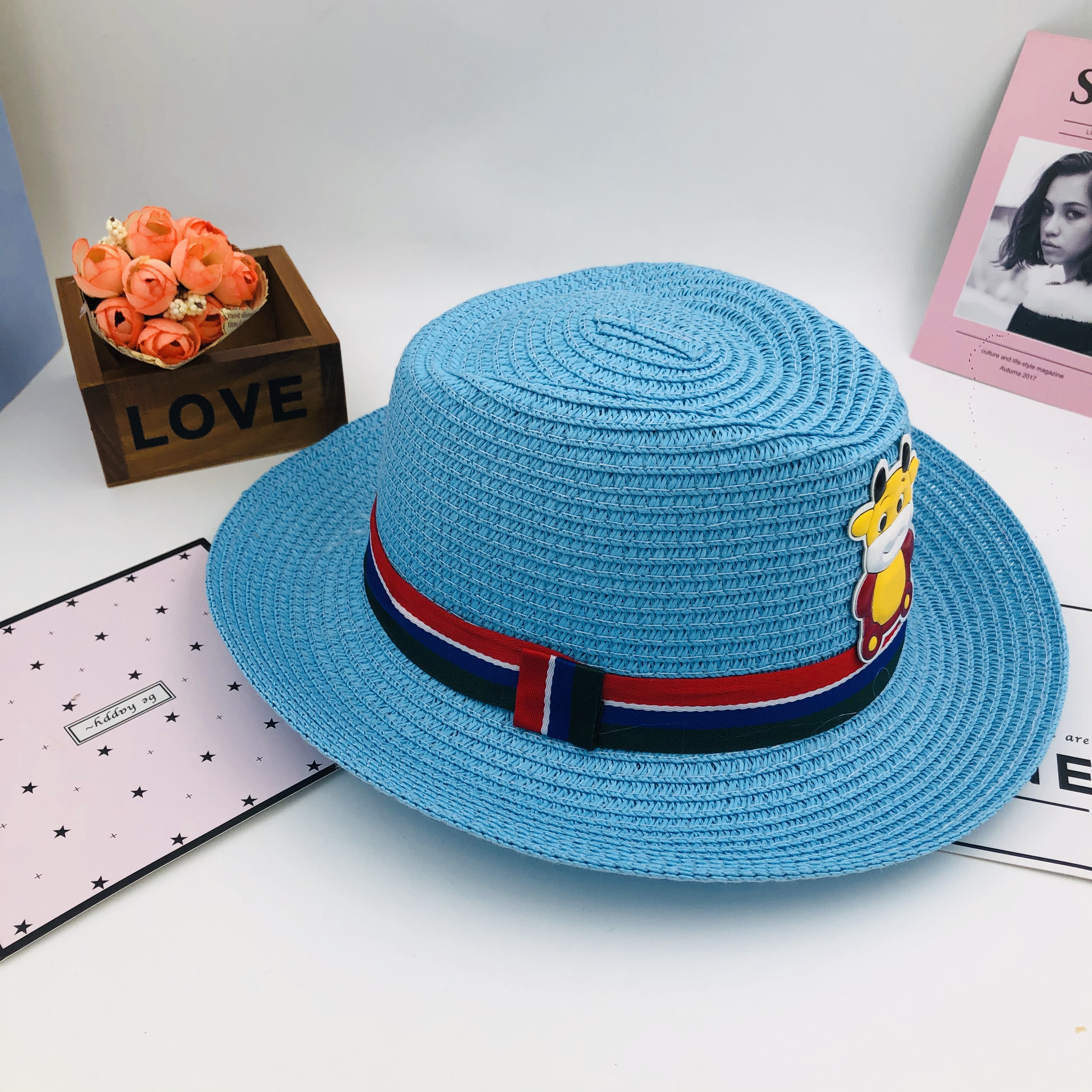 New Summer Children's Straw Hat Sun Protection Sun Shade Top Hat Children's Cartoon Cute Straw Woven Top Hat New Summer Children's Straw Hat Sun Protection Sun Shade Top Hat Children's Cartoon Cute Straw Woven Top Hat