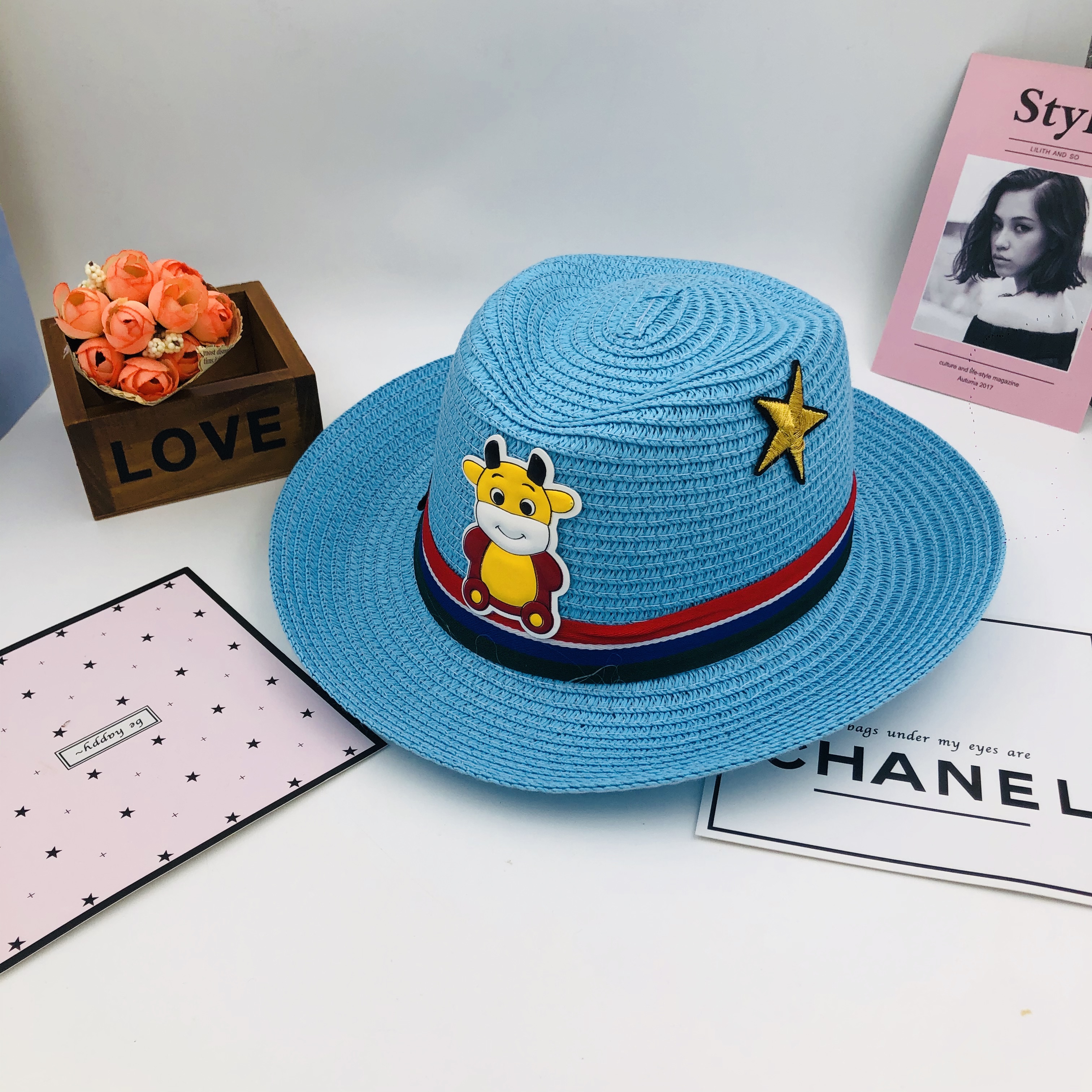 New Summer Children's Straw Hat Sun Protection Sun Shade Top Hat Children's Cartoon Cute Straw Woven Top Hat New Summer Children's Straw Hat Sun Protection Sun Shade Top Hat Children's Cartoon Cute Straw Woven Top Hat