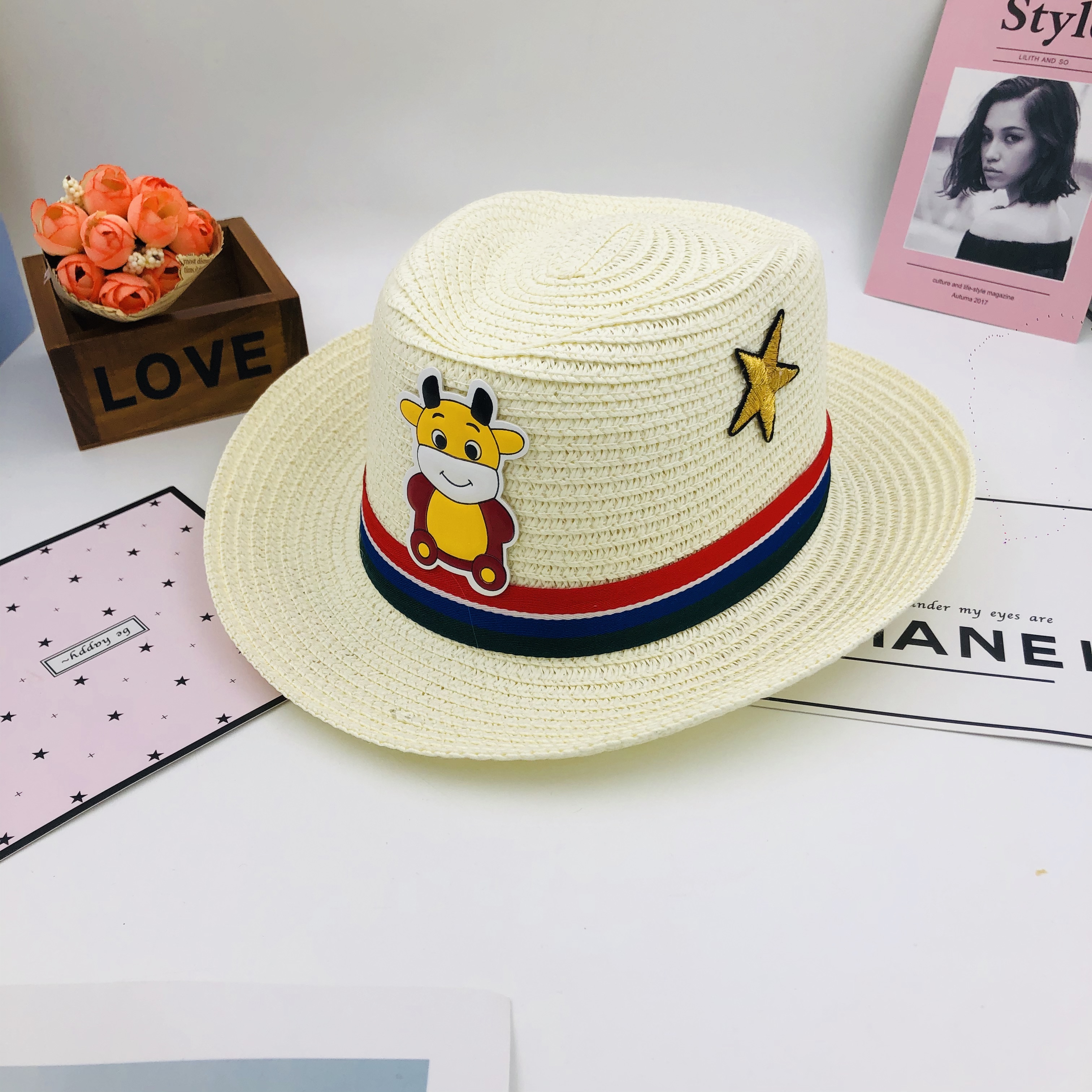 New Summer Children's Straw Hat Sun Protection Sun Shade Top Hat Children's Cartoon Cute Straw Woven Top Hat New Summer Children's Straw Hat Sun Protection Sun Shade Top Hat Children's Cartoon Cute Straw Woven Top Hat