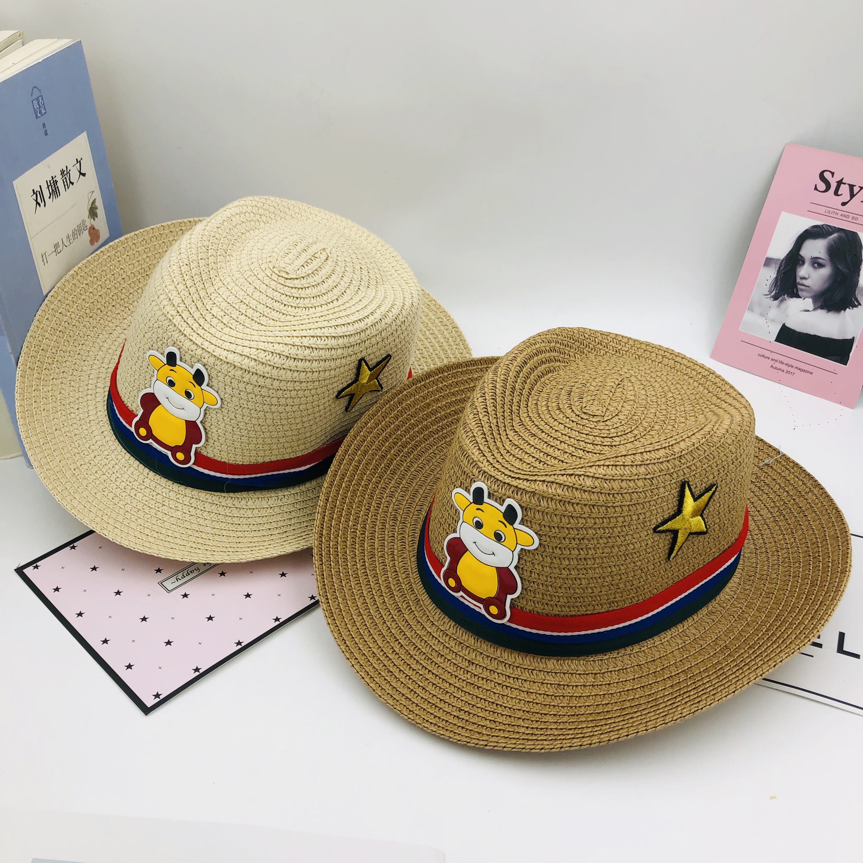 New Summer Children's Straw Hat Sun Protection Sun Shade Top Hat Children's Cartoon Cute Straw Woven Top Hat New Summer Children's Straw Hat Sun Protection Sun Shade Top Hat Children's Cartoon Cute Straw Woven Top Hat