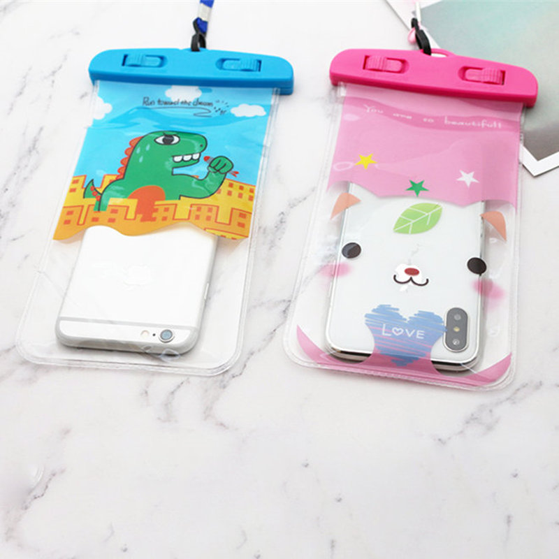 Hot spring diving cartoon mobile phone waterproof bag swimming waterproof mobile phone bag