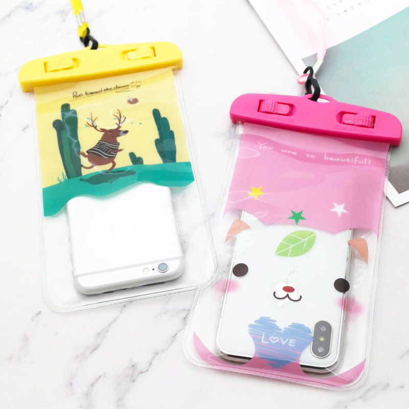 Hot spring diving cartoon mobile phone waterproof bag swimming waterproof mobile phone bag