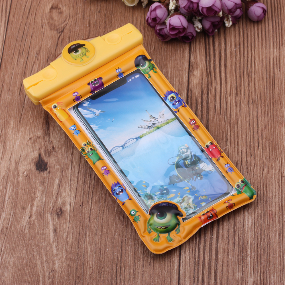 Mobile Phone Waterproof Bag Airbag Floating Cartoon Cute Seaside Outdoor Transparent Swimming General-Purpose Water-Proof Cover Touch Screen