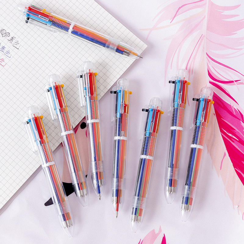 Cute Cartoon Multi-Color Ballpoint Pen Study Stationery Six-Color Pen Student Prize Key Point Marker Hand Account Pen