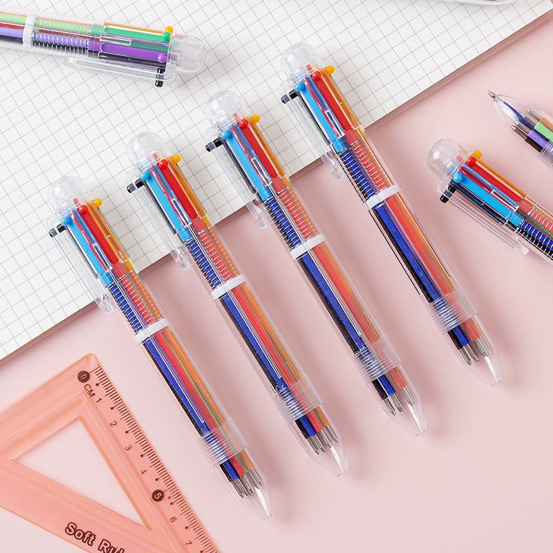 Cute Cartoon Multi-Color Ballpoint Pen Study Stationery Six-Color Pen Student Prize Key Point Marker Hand Account Pen
