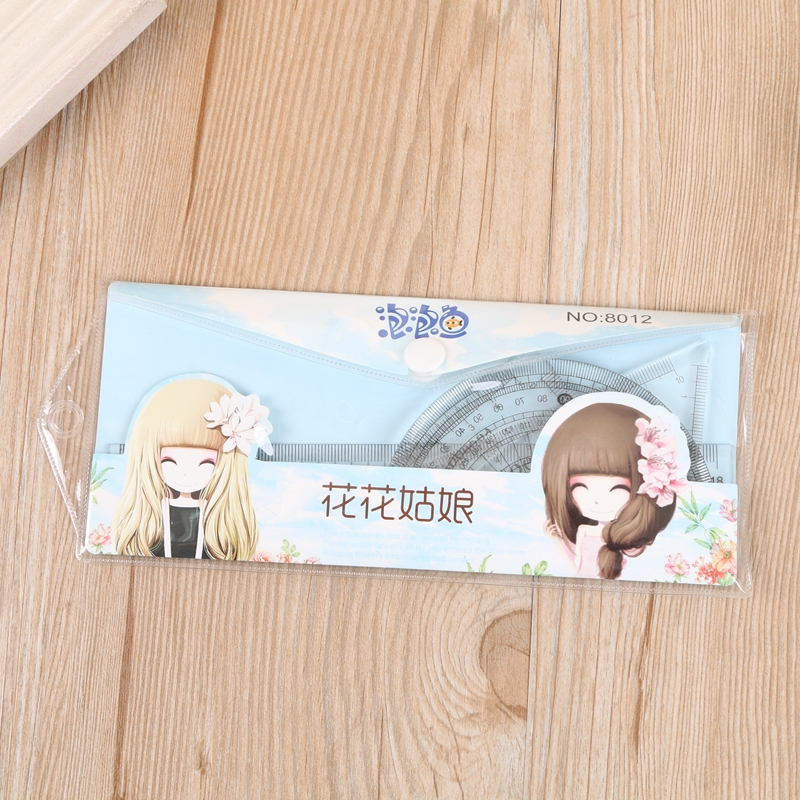 Plastic stationery ruler students examination triangle protractor ruler set ruler