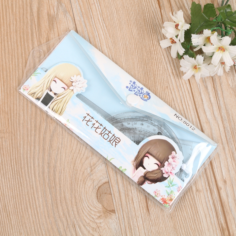 Plastic stationery ruler students examination triangle protractor ruler set ruler